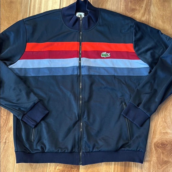 NWOT Lacoste Retro Multicolor Stripe Zip Tracksuit Jacket size 9 (XXL)
